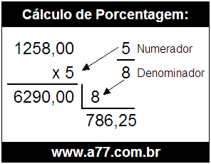 Calcular 5/8 de R$ 1258,00