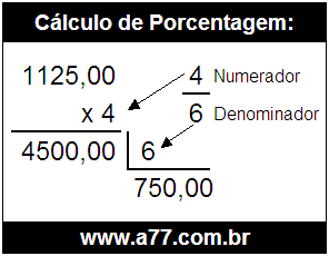 Calcular 4/6 de R$ 1125,00