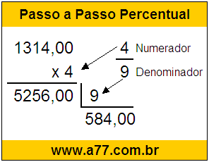 Calcular 4/9 de R$ 1314,00