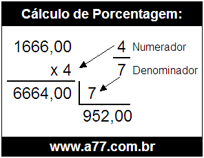 Calcular 4/7 de R$ 1666,00