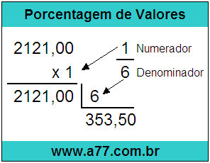 Quanto é 1/6 de R$ 2121,00