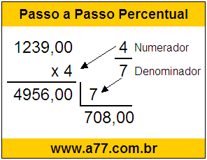 Calcular 4/7 de R$ 1239,00