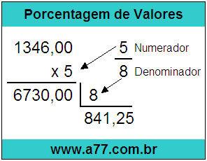 Calcular 5/8 de R$ 1346,00