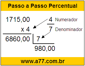 Calcular 4/7 de R$ 1715,00