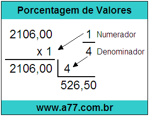 Calcular 1/4 de R$ 2106,00