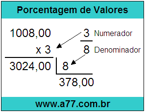 Quanto é 3/8 de R$ 1008,00