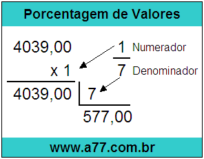 Calcular 1/7 de R$ 4039,00