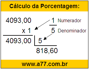 Quanto é 1/5 de R$ 4093,00