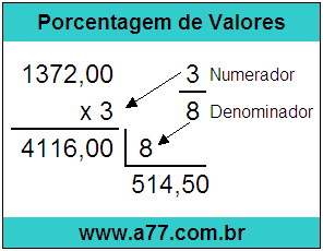 Quanto é 3/8 de R$ 1372,00