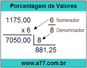 Calcular 6/8 de R$ 1175,00