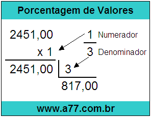 Calcular 1/3 de R$ 2451,00