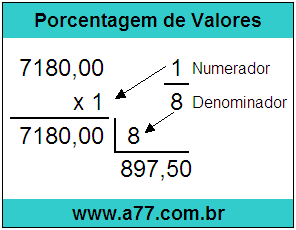 Quanto é 1/8 de R$ 7180,00