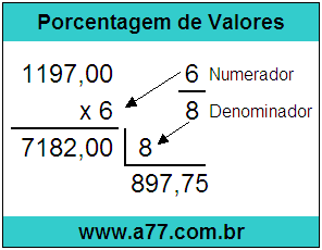 Calcular 6/8 de R$ 1197,00