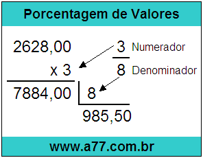 Calcular 3/8 de R$ 2628,00