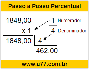 Calcular 1/4 de R$ 1848,00