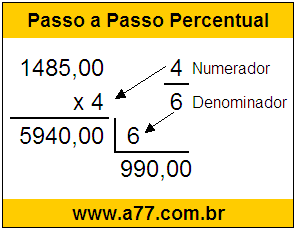 Calcular 4/6 de R$ 1485,00