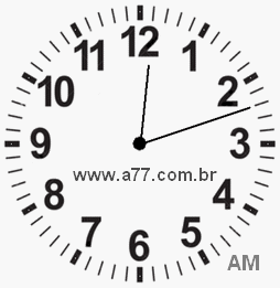 Relógio com Número Arábico Marcando 0h12min