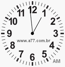Relógio com Número Arábico Marcando 0h59min