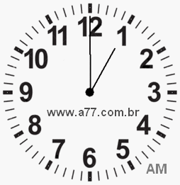 Relógio com Número Arábico Marcando 1h0min