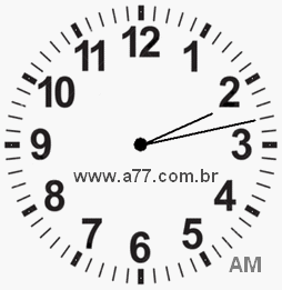 Relógio com Número Arábico Marcando 2h13min