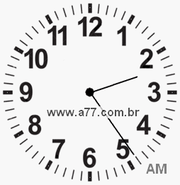 Relógio com Número Arábico Marcando 2h24min
