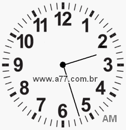 Relógio com Número Arábico Marcando 2h27min