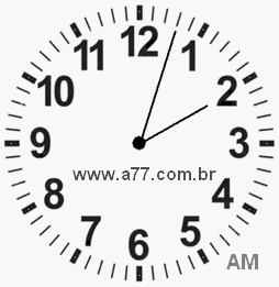 Relógio com Número Arábico Marcando 2h3min