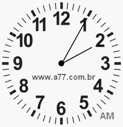 Relógio com Número Arábico Marcando 2h5min