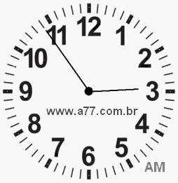 Relógio com Número Arábico Marcando 2h54min