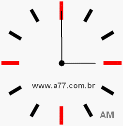 Relógio com Número Arábico Marcando 3h0min