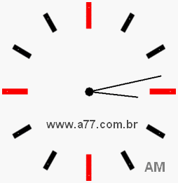 Relógio com Número Arábico Marcando 3h13min
