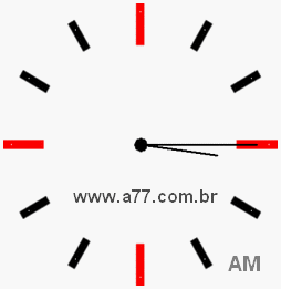 Relógio com Número Arábico Marcando 3h15min