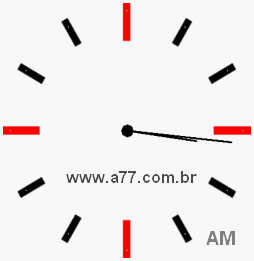 Relógio com Número Arábico Marcando 3h16min