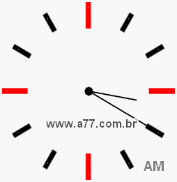 Relógio com Número Arábico Marcando 3h20min