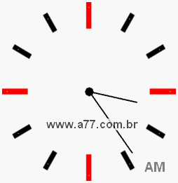 Relógio com Número Arábico Marcando 3h24min