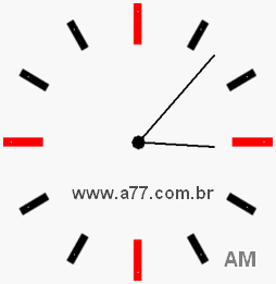 Relógio com Número Arábico Marcando 3h7min