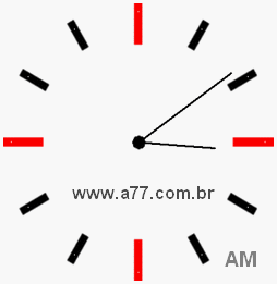 Relógio com Número Arábico Marcando 3h9min
