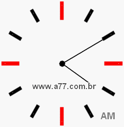 Relógio com Número Arábico Marcando 4h10min