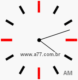 Relógio com Número Arábico Marcando 4h12min