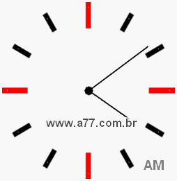 Relógio com Número Arábico Marcando 4h9min