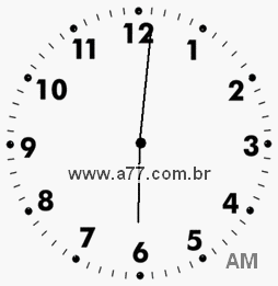 Relógio com Número Arábico Marcando 6h1min