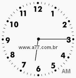 Relógio com Número Arábico Marcando 6h15min