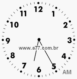 Relógio com Número Arábico Marcando 6h25min