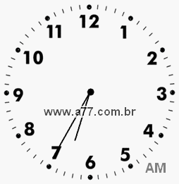 Relógio com Número Arábico Marcando 6h35min