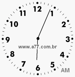 Relógio com Número Arábico Marcando 6h4min