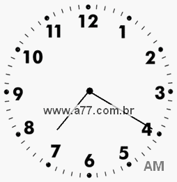Relógio com Número Arábico Marcando 7h20min