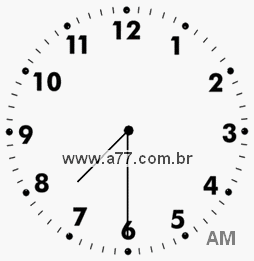 Relógio com Número Arábico Marcando 7h30min