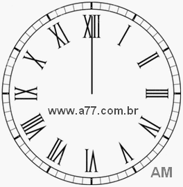 Relógio com Número Romano Marcando 0h0min