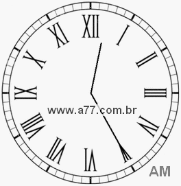 Relógio com Número Romano Marcando 0h25min