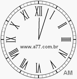 Relógio com Número Romano Marcando 0h3min